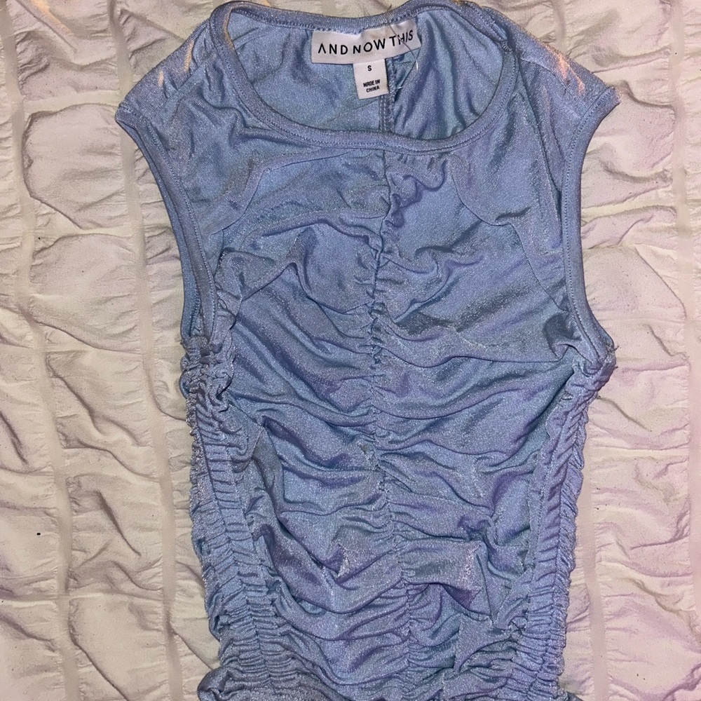 And Now This Women's Blue Ruched Tank Top